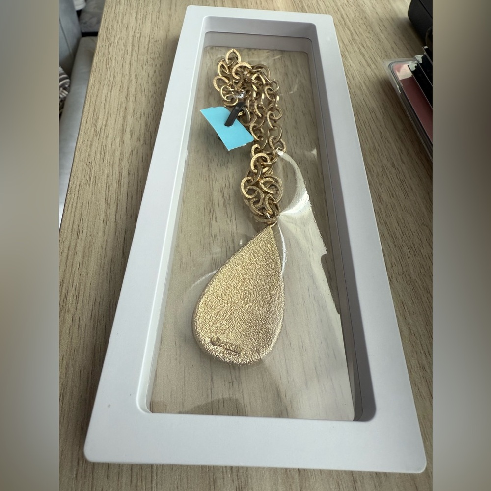 Vintage Sarah Coventry Goldtone Teardrop Pendant Necklace with Multicolor Stones - Picture 5 of 6